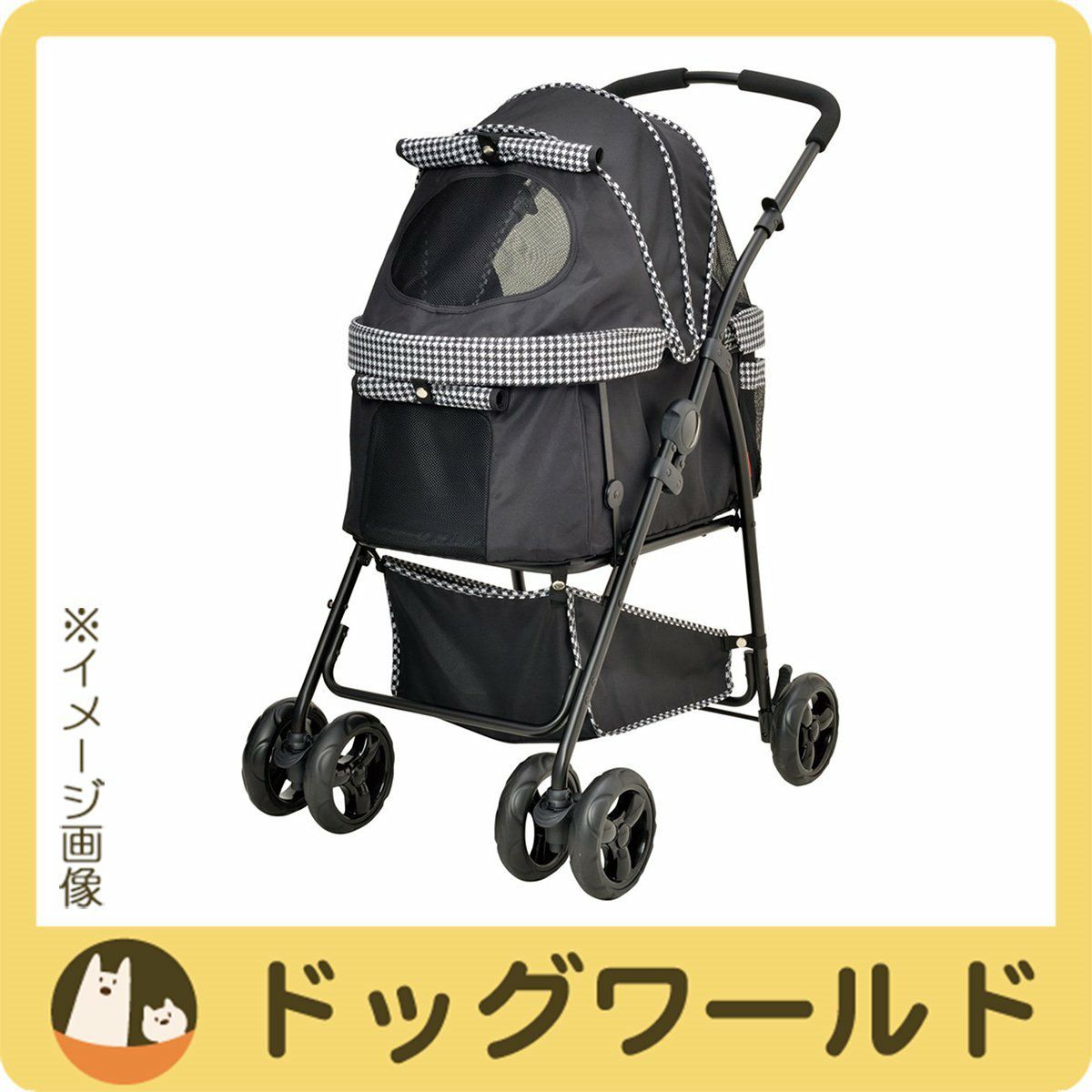 わんわんカート 多頭用DXplus 千鳥柄ブラック［同梱不可］ | ドッグ